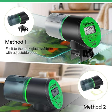 Automatic Fish Feeder for Aquariums - Rechargeable Auto Fish Food Dispenser Timer Feeder with USB Charger Cable，LCD Screen, Customized Schedule