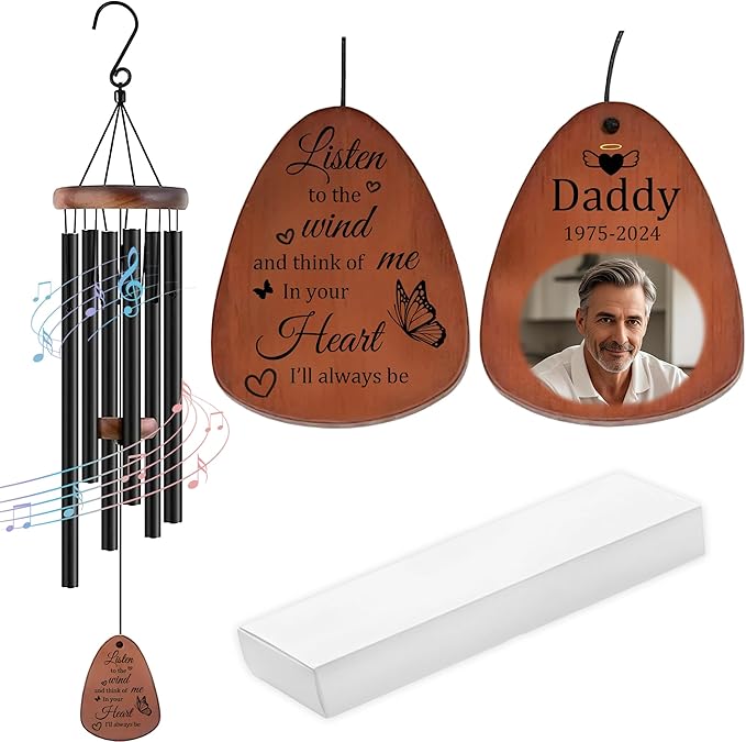 Personalized Pet Memorial Wind Chimes-Custom Sympathy Gift for Loss of Dog or Cat-Keepsake in Memory of Beloved Pet-Comforting Bereavement Gift for Grieving Pet Owners (Memorial-Image)