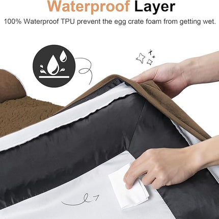 Large Dog Bed Orthopedic Washable: Beds Bolster Small Sized Dogs Bed Egg Crate Foam Couch Sofa Waterproof with Removable Cover - Dark Coffee