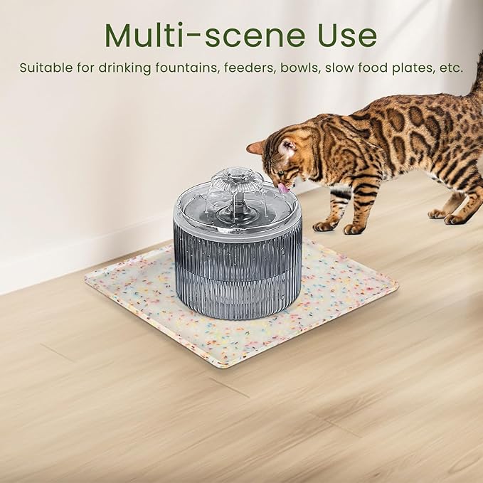 Ptlom Dog Food Mat Anti-Slip Dog Bowl Mats for Food and Water, Waterproof Pet Placemat Prevents Messy Spill to Floor, Silicone Puppy Feeding Tray for Small, Medium and Large Dogs Cats