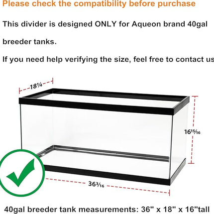Acrylic Aquarium Divider Kit 5.5/10 / 20L / 20H / 29 / 40B / 55/75 / 125gal Fish Tank with Suction Cups