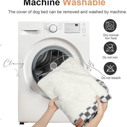 Large Dog Bed Orthopedic Washable: Beds Bolster XL Bed Big XLarge Dogs Egg Crate Foam Couch Sofa Waterproof with Removable Cover - Dark Grey Grid