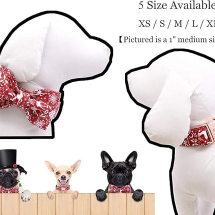 ARING PET Christmas Dog Collar with Bowtie, Cute Red Xmas Pet Collars for Small Medium Large Boy Girl Dogs-M
