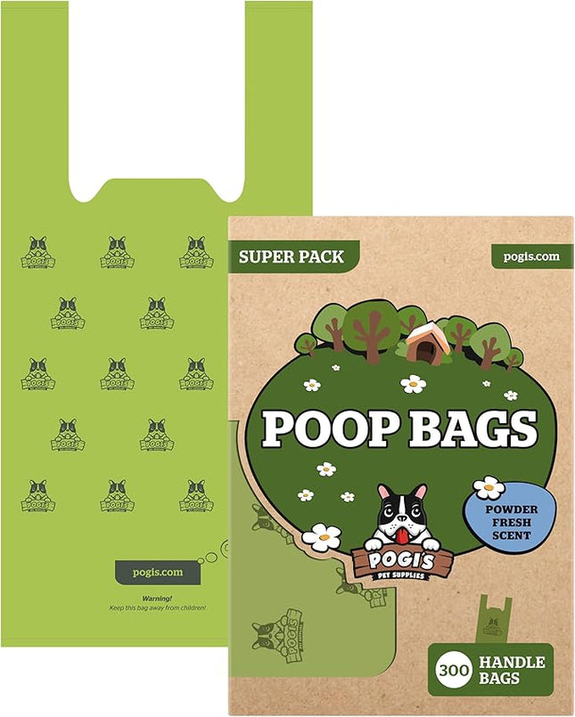 Pogi’s Dog Poop Bags with Handles – Extra-Thick, Leak-Proof, Large, Fresh Scent, 300-Count