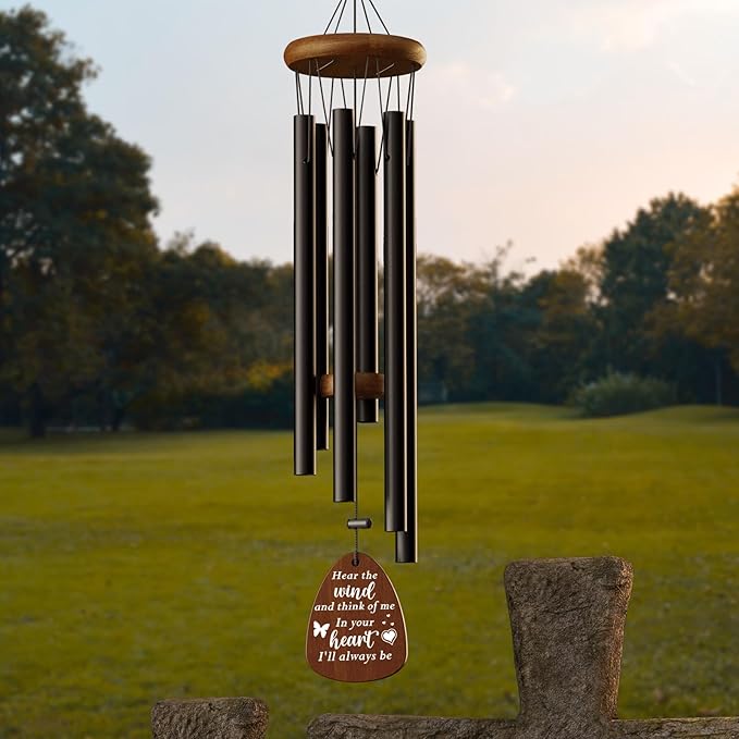 Personalized Pet Memorial Wind Chimes - Memorial Gift for Loss of Cat Custom Sympathy Gifts for Cat,Pet Remembrance Gift Wind Chimes for Outdoor by Bemaystar (Black)