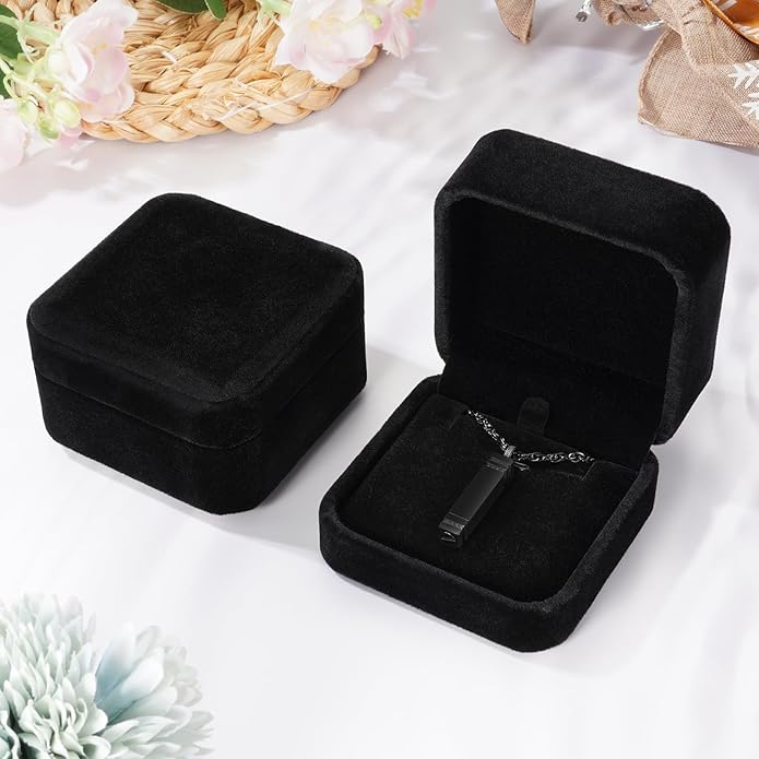 abooxiu Urn Necklace for Ashes Memorial Cremation Jewelry for Ashes Stainless Steel Ashes Jewelry Cube Ashes Necklace Bar Urn Pendant for Women Men