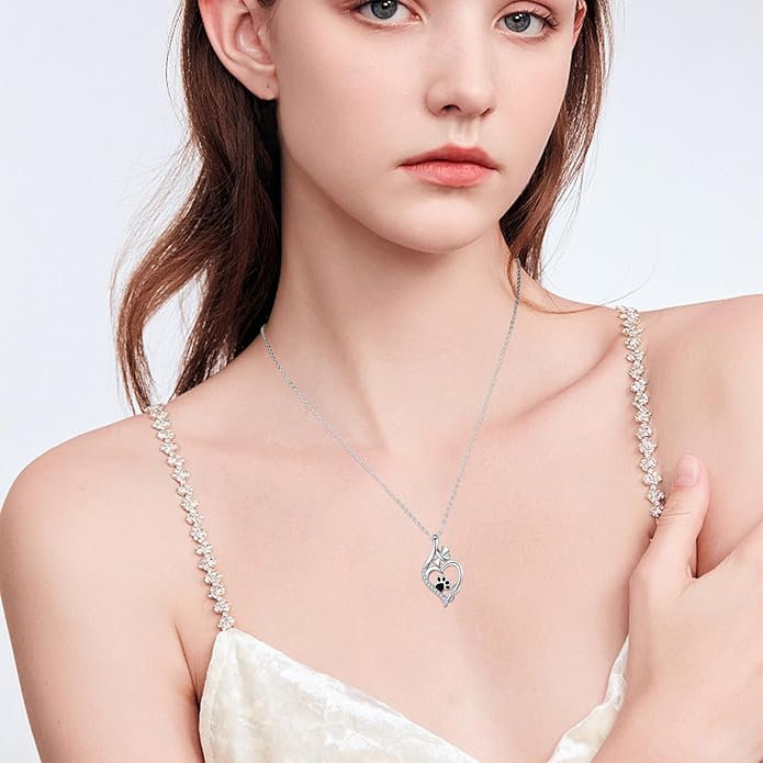 MEDWISE 925 Sterling Silver Dog Paw Print Necklace Infinity Symbol Pendant Heart Bone Necklace Infinity Jewelry for Women Ladies Wife Mother Daughter Dog Pet Lover Christmas Birthday Gifts