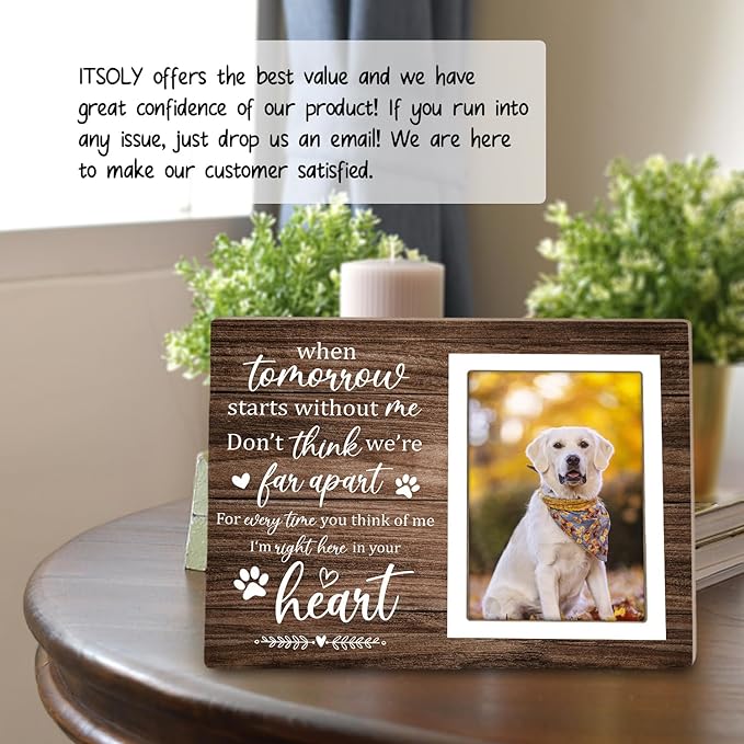 Pet Memorial Picture Frame, Pet Dog Memorial Picture Frame, Pet Cat Photo Frame, Photo Frame Gift for Dog Owners Sympathy for Loss of Pets Photo 4x6Inch12P039