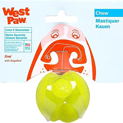 WEST PAW Zogoflex Jive Ball Dog Chew Toy – Bouncing Toys for Dogs, Fetch, Catch, Chewing, Play – Floatable, Recyclable Balls – Latex-Free, Non-Toxic, Dishwasher Safe Dog Toy, X-Small 2", Granny Smith