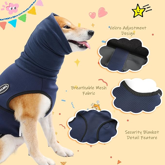 Dog Anxiety Vest and Coat, Vet Visits and Separation - Keep Pet Calm, Dog Jacket for Thunder, Fireworks, Anti Anxiety Vest for Dogs and Cat Body and Ear