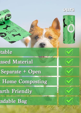Biodegradable Dog Poo Bags with Holder-240 Large Poop Bags, Corn Starch Blended Compostable Poo Bag, Extra Thick Strong Leak Proof Poop Waste Bag for Dogs (Green)
