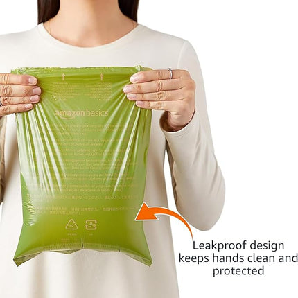 Amazon Basics Dog Poop Bags with Dispenser, 270 Count, Enhanced for Guaranteed Leakproof, Cucumber Scented, Includes Leash Clip