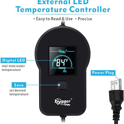 hygger Fast Heating Aquarium Heater 800W with Digital Controller for 120-180 Gallon Fish Turtle Stock Tank Pond Accurate Adjustable