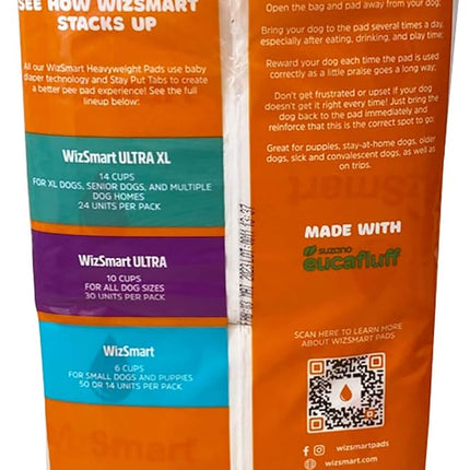 WizSmart Heavyweight Dog Pee Pads for Large Dogs, Puppies, Seniors – Ultra Absorbent, Leak Proof, Odor Control, Quick Dry, Training Pads with Stay Put Tabs – 23.5" x 22", 10 Cup Capacity