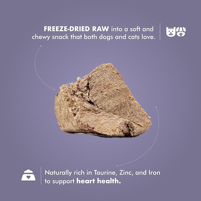 King Lou Pets - Lamb Hearts for Dogs and Cats - USA-Made Freeze Dried Lamb Dog Treats - Taurine, Zinc, and Iron - 1lb Prior to Freeze-Drying