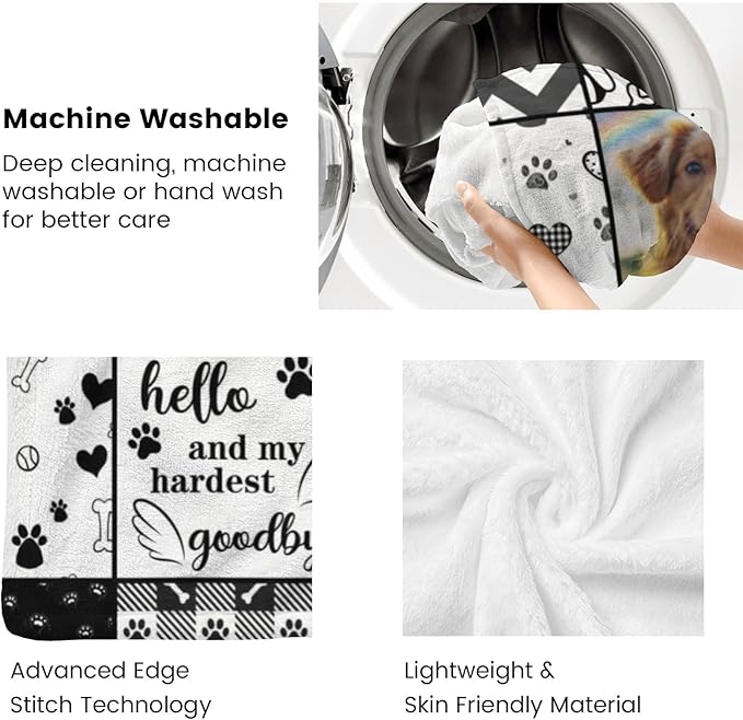Artsadd Custom Dog Photo Memorial Blanket Personalized Pet Memorial Gifts for Dogs Loss of Pet Sympathy Gift Bereavement Remembrance Passing Away Gifts, Picture Blanket