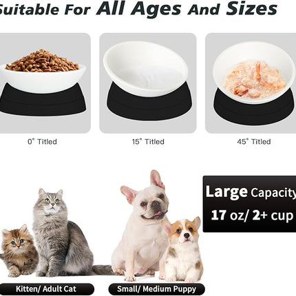 Cat Bowls Elevated Cat Food Bowl Adjustable Pet Dish Anti-Slip and Anti-Noise Raised Bowl Protecting Pet’s Spine Thickened Plastic Bowl Suitable for Indoor, 17 Oz