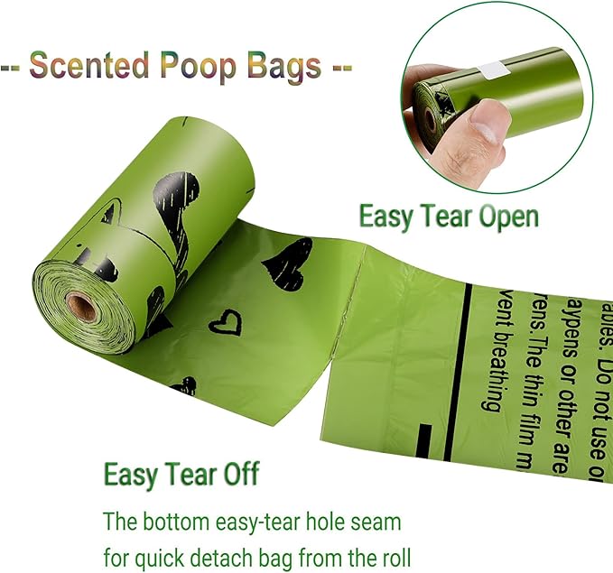 Dog Poop Bag, 540 Counts Biodegradable Dog Waste Bags with 1 Dispenser, Eco-Friendly Leak-Proof Pet Poop Bags for Doggy | Scented