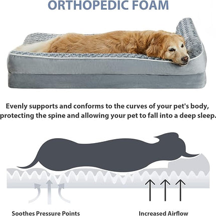 BFPETHOME Orthopedic Dog Beds for Extra Large Dogs, Waterproof Sofa XXL Dog Bed with Sides, Non-Slip Bottom and Egg-Crate Foam Big Pet Couch Bed with Washable Removable Cover,Pet Bed for Large Dogs