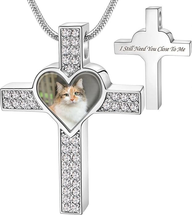 Farfume Personalized Pet Urn Necklace for Dog Cat Ashes Cremation Pet Memorial Customized Photo Text Engraving Pendant Keepsake Funeral Jewelry