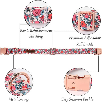 Lionet Paws Pink Flower Dog Collar, Cute Spring Dog Collar for Girl for Small Dogs, Adjustable Cotton Flower Pet Puppy Collars for Small Dogs