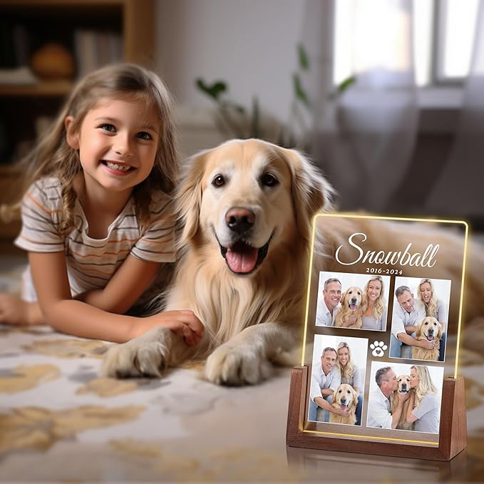 Customized Dog Memorial Gifts, Pet Memorial Gifts for Dogs, Loss of a Dog Sympathy Gift, Dog Memorial Gifts for Loss of Dog, Pet Memorial Gifts Cat, Dog Memorial Acrylic Night Light Plaque