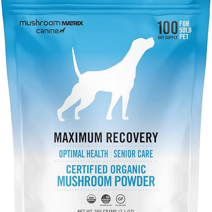 Om Mushroom Matrix Maximum Recovery Mushroom Pet Supplement Powder, Supports Optimal Health & Senior Care for Dogs & Cats, 200 Grams, 7.1 oz
