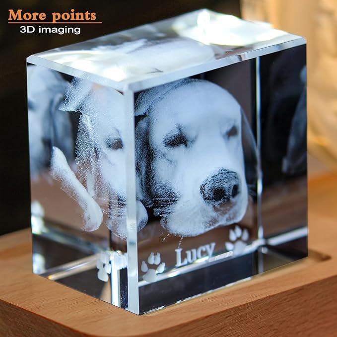 Personalized 3D Crystal Photo,Pet Memorial Gifts for Dogs,Cats,Custom 3D Pictures,Dog Memorial Gift, Customized Pet Gifts,Personalized Photo Gifts