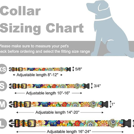 Rnivvi Dog Collar for Medium Dogs, Cute Heavy Duty Adjustable Puppy Collar with Quick Release Buckle for Boy Girl & Female, Pet Accessories for Walking Running, M Length 1" Width, Colorful Mandala