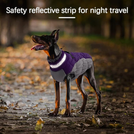 Large Dog Coat, XXLarge Dog Winter Coat, Waterproof Pet Jacket with Back Zipper,Extra Large Pet Coats, Warm Fleece Jacket with D-Ring, Windproof Winter Clothes Golden Retriever,Purple,XXL