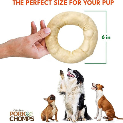 Pork Chomps Baked Pork Skin Dog Chew, 6-inch Bagel, 1 Count (Pack of 3)