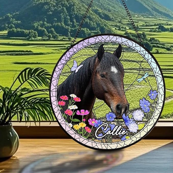 Custom Dog Portrait Stained Glass Suncatcher, Pet Memorial Stained Glass Photo Suncatcher, Staineds Glass Dog Memorial, Loss of Dogs Sympathy Gift Personalized, Pet Loss Gifts /12