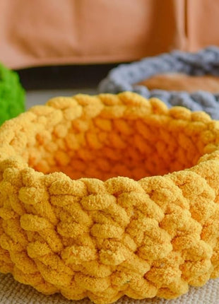 Cat Nest Bed – Premium Handwoven Washable Extra Soft Round Cave House for Indoor Kitten & Kitty, Small & Large (Persimmon Yellow,Medium)