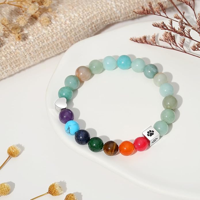 TONY & SANDY Dog Memorial Gifts, Pet Sympathy Rainbow Bridge Pet Memorial Bracelet for Men Women Girls Who Loss of Beloved Dog Cat