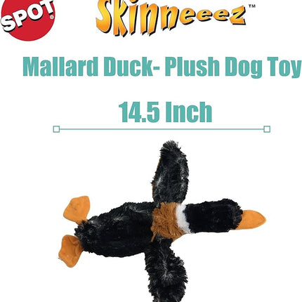 SPOT Skinneeez Mini Mallard Duck 13 Inch Stuffing-Free Plush Squeaky Dog Toy – Soft Interactive Toy for Small and Medium Dogs – Mess-Free Play for Light & Moderate Chewers – Assorted Styles