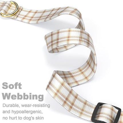 Rnivvi Dog Collar for Medium Dogs, Cute Heavy Duty Adjustable Puppy Collar with Quick Release Buckle for Girl & Female, Pet Accessories for Walking Running, M Length 1" Width, White Tartan