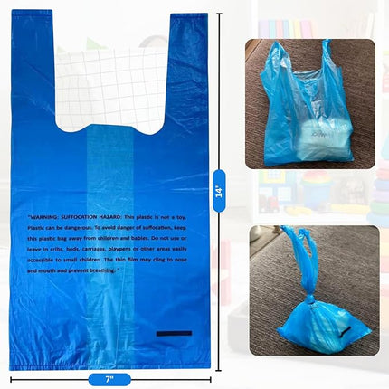 Baby Diaper Bag Disposable (500 Count, Blue) Fresh Baby Powder Scented Easy Tie Handles Bulk Diaper Sacks Disposable Dog Poop Bags Cat Litter Clump & Poop Bags Sanitary Pads Disposal Bags (500 Bags)