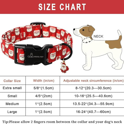 ARING PET Christmas Dog Collar-Cute Red Santa Claus Dog Collars, Adjustable Christmas Pet Collars Puppy Collar with Quick Release Buckle for Girl&Boy Dogs