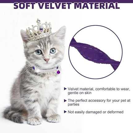 EXPAWLORER Soft Velvet Safe Cat Collars for Girl Cats - Rhinestones Bling Diamante Adjustable Collars Breakaway- Chirstmas Cat Clollar Gifts with Bells for Boy Cats Kitty and Small Dogs