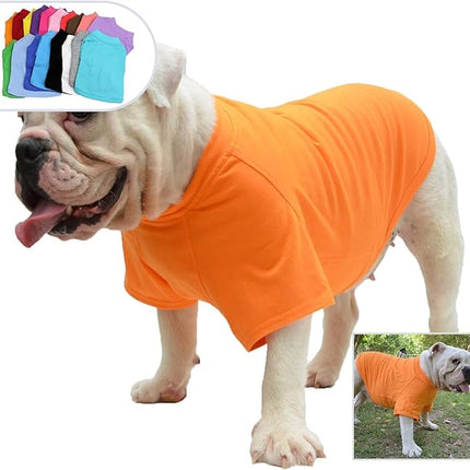 Lovelonglong Bulldog Clothes Dog Clothing Blank T-Shirt Tee Shirts for French Bulldog English Bulldog American Pit Bull Pugs 100% Cotton Skin Care Orange B-M