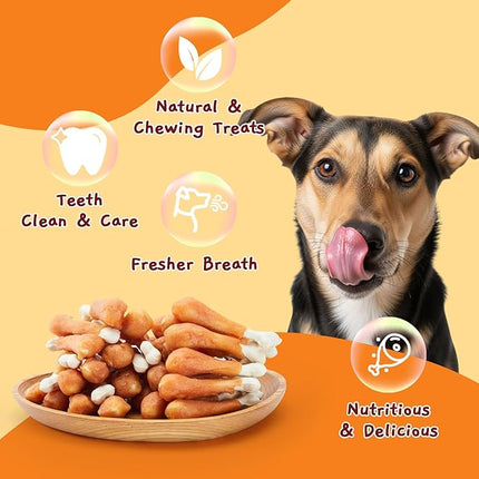 Jungle Calling Chewy Chicken Dog Treats Real Chicken Calcium Bone, Rawhide Free, Teeth Clean & Breath Fresh Dog Training Treats for Small/Medium Dogs, 21.2 oz