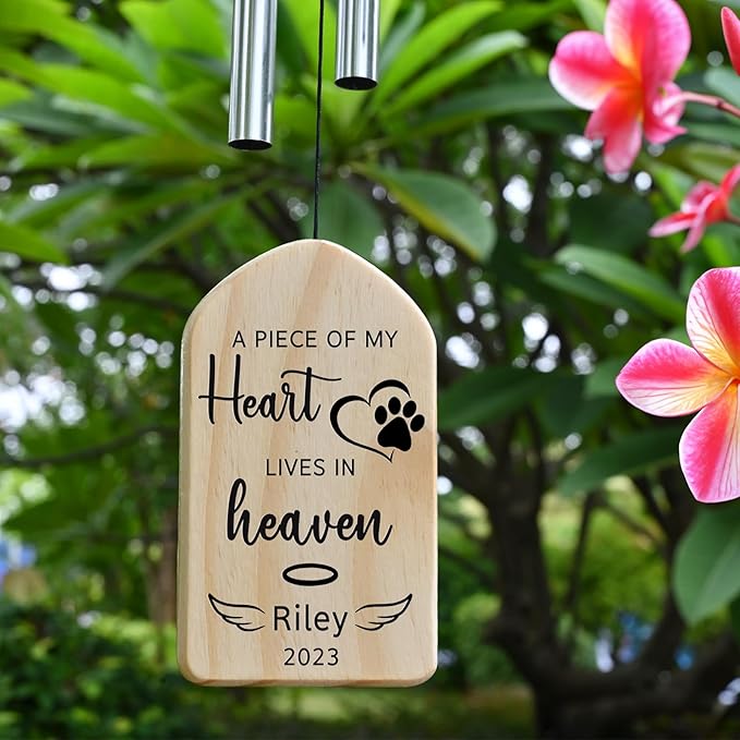 Dog Memorial Gifts, Jocidea Personalized Pet Memorial Wind Chime, Loss of Dog Sympathy Gift, Pet Remembrance Gifts, in Memory of Dog Cat, Loss of Pet - Lives in Heaven