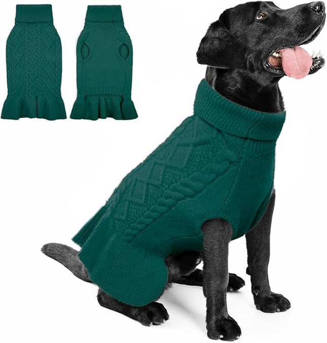 QBLEEV Dog Sweaters - Medium Dogs' Warm Winter & Fall Knitwear Cable Pullover Doggie Sweaters for Girls & Boys