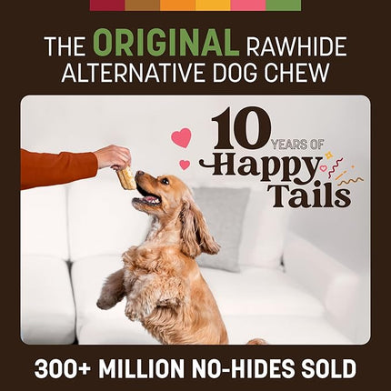 Earth Animal No Hide Chews - Long Lasting Rawhide Free Small Dog Chews Rolls, Pork - 2 Count