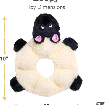 ZippyPaws Loopy - No Stuffing Dog Toys to Keep Them Busy, for Small, Medium, & Large Dogs, Squeaky Pet Toy for Boredom, Unstuffed Chew Toy, Soft Plush Puppy Products, Sheep - 10"