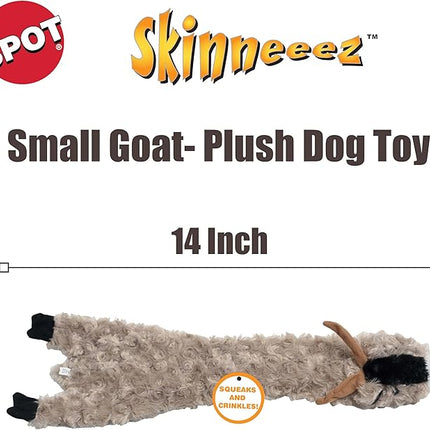 SPOT Skinneeez Crinklers Goat - Stuffing-Free Dog Toy with Crinkle & Squeaker Sounds, Durable for Moderate Chewers, Tug Toy for Small Dogs & Puppies, 14in