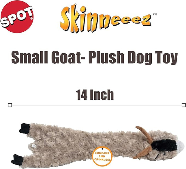 SPOT Skinneeez Crinklers Goat - Stuffing-Free Dog Toy with Crinkle & Squeaker Sounds, Durable for Moderate Chewers, Tug Toy for Small Dogs & Puppies, 14in
