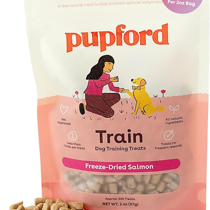 Pupford Freeze Dried Training Treats for Dogs & Puppies, 225+ Two Ingredient Bites (Salmon, 2 oz)