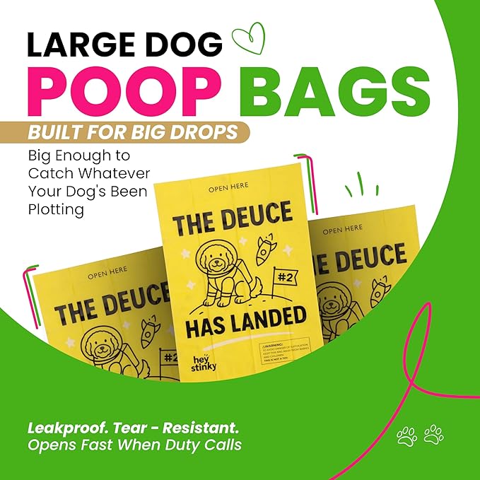 Dog Poop Bags 120 Count – Extra Thick, Leakproof & Easy Open | Plant-Based PLA + PBAT, Unscented, Fits All Dispensers – Funny Hey Stinky Designs