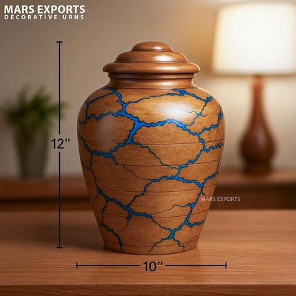 Handcrafted Decoarative Wooden Urn for Human Ashes Adult Male Female, Wooden Urn Box for Pets, Memorial Urn, Funeral Cremation Urn Jar Wooden (Extra Large)